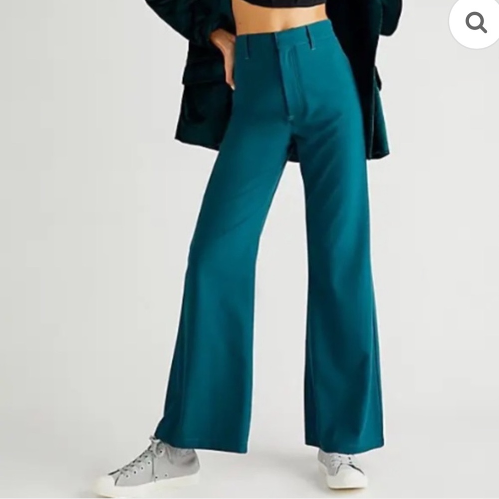 Free People Isabella Teal Wide-Leg Women's Pants